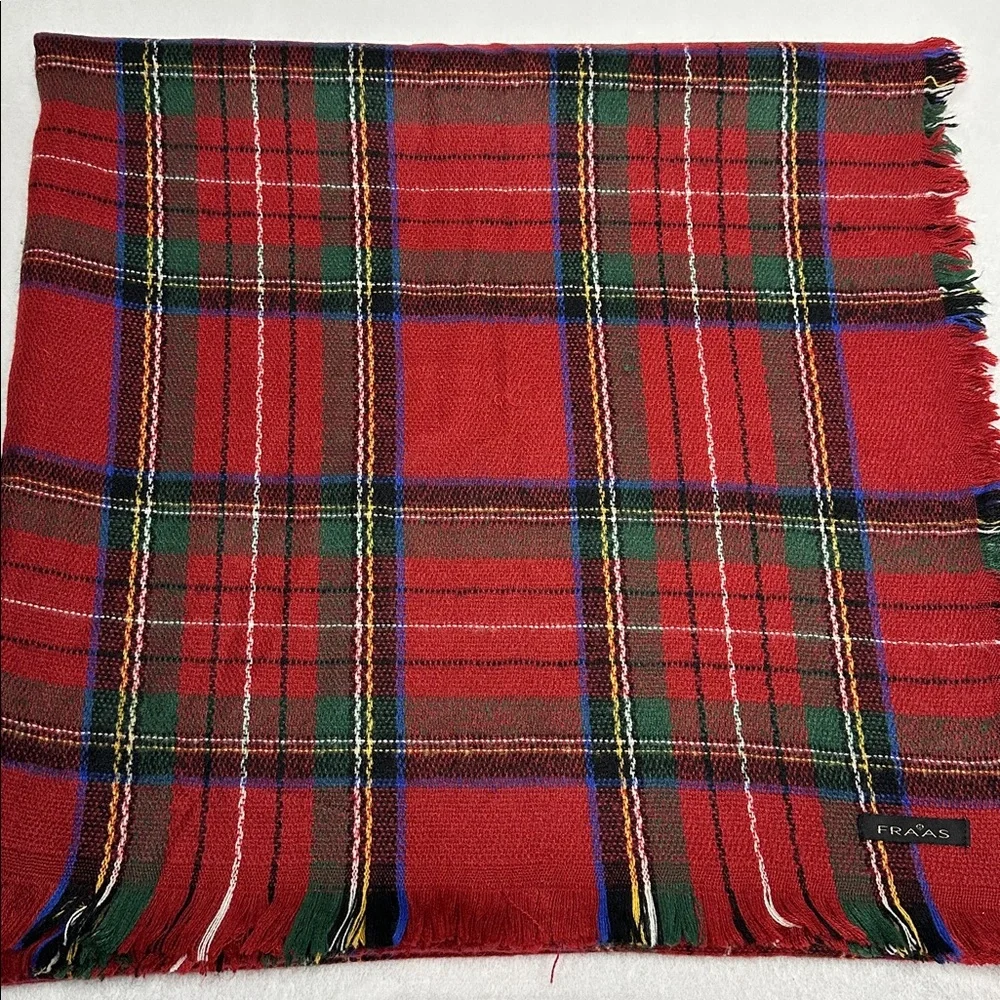 Red Plaid Tartan Fraas Blanket Scarf 78”x39” Winter